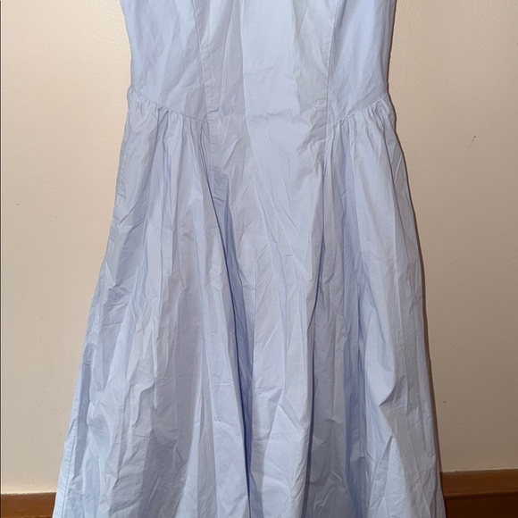 Babaton Technique Poplin Dress in Villa Blue Size 6 - Picture 4 of 9